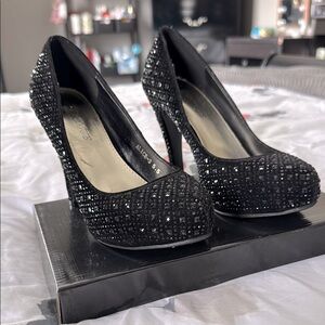 Elegant Black Glitter Heels
